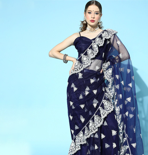 Floral Saree with Embroidered border